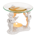 Polyresin oil burner with glass bowl,