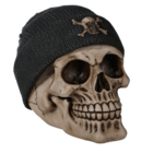 Polyresin savings bank, Skull with fishers hat,