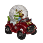 Polyresin snow globe with Christmas figurines on,