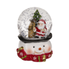 Polyresin snow globe with Santa & Reindeer,