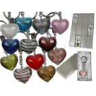 Porte-clés avec coeur en verre dans boîte cadeau,
