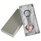 Porte-clés avec coeur en verre dans boîte cadeau,