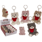Porte-clés métal, ours en peluche avec cœur