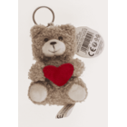 Porte-clés métal, ours en peluche avec cœur