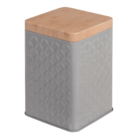 Rectangular tin box with bamboo look cover,
