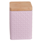 Rectangular tin box with bamboo look cover,