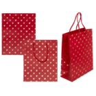 Red coloured paper gift bag, Shiny Hearts,