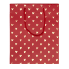 Red coloured paper gift bag, Shiny Hearts,