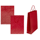 Red coloured paper gift bag, Shiny Hearts,