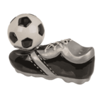 Salt& pepper shaker, football & shoe, with magnet,