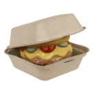 Savings bank with lock, Burger with eyes in box,