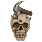 Savings bank with lock, Skull with hammer & nails,