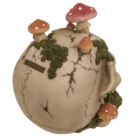 Savings bank with lock,Skull with mushroom growth,