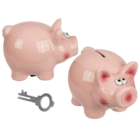 Savings box with lock, Pig,