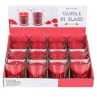 Scented candle (rose) in glass, Love,