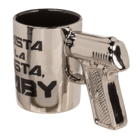 Silver mug with pistol grip, Hasta la vista baby,