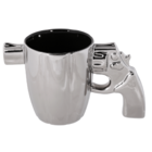 Silver mug with revolver handle,
