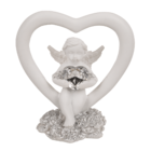 Sitting polyresin angel in heart with crystal