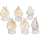 Sitting polyresin angel in wings with warmwhite,