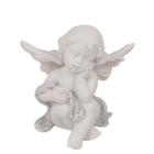 Sitting polyresin angel with crystal heart,