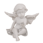 Sitting polyresin angel with crystal heart,