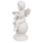 Sitting polyresin angel with crystal heart on