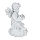 Sitting polyresin angel with white LED ball,
