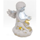 Sitzender Engel mit LED-Herz (inkl. Batterie)