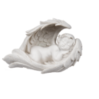 Sleeping polyresin angel in wings with colour,