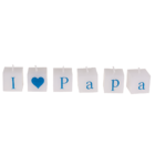 Square candles with letters, I love Papa,