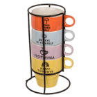 Stackable mugs on metal stand, Pastel,