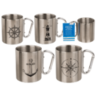 Stainless steel mug with carabiner, Maritime,