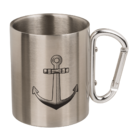 Stainless steel mug with carabiner, Maritime,