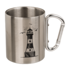 Stainless steel mug with carabiner, Maritime,