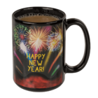 Stoneware mug, Fireworks, with thermal effect,