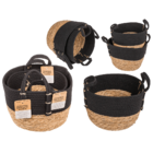 Storage basket with 2 handles, black,