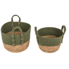 Storage basket with 2 handles, olive green,