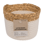 Storage basket with seagrass rim,