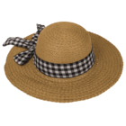 Straw hat with plaid ribbon, Classic,