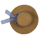 Straw hat with plaid ribbon, Classic,