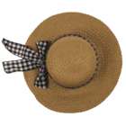 Straw hat with plaid ribbon, Classic,