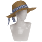 Straw hat with plaid ribbon, Classic,