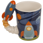 Taza con asa de cohete, espacial