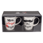 Tazza in porcellana, Mr Right & Mrs Always Right,