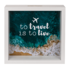 Tirelire en bois, To travel is to live,