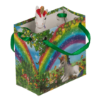 Unicorn, in rainbow paper bag,