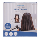 USB LED light ring, with 3 intensities,