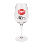 Weinglas, Mr & Mrs, mit Kussmund- &