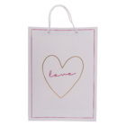 Weiß/pinke Papier-Geschenktüte, Love,