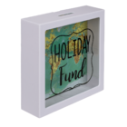 Weiße Spardose, Holiday Fund, Weltkarten-Design,